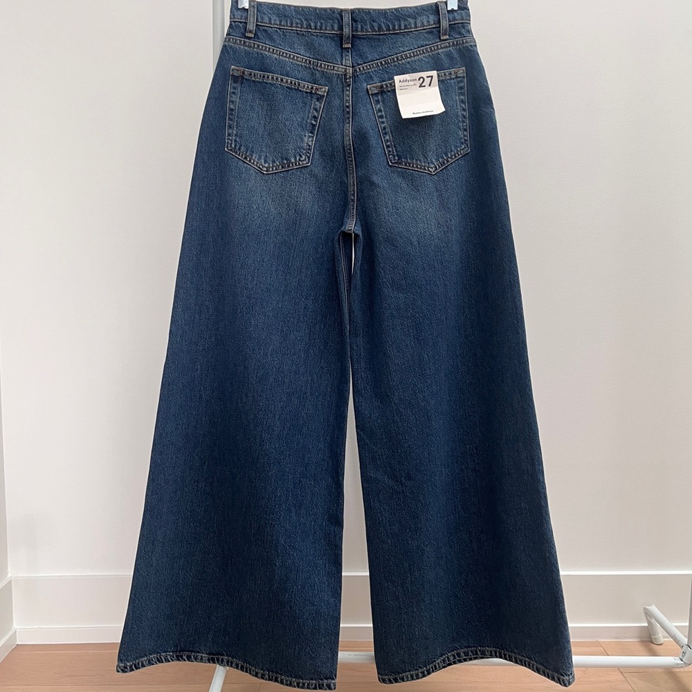 Reformation Addyson high rise wide leg jeans 27 ozark blue rigid denim NWT - Picture 12 of 15